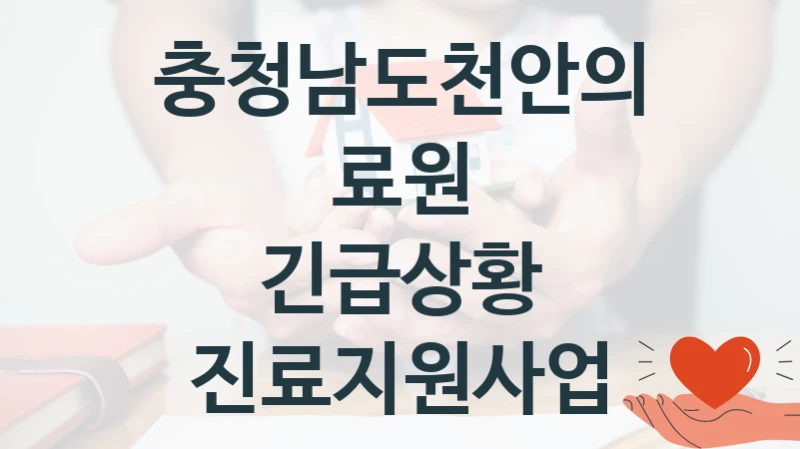 “긴급상황 진료지원사업” 복지 혜택 신청부터 지급까지 – 충청남도천안의료원 지원 정책