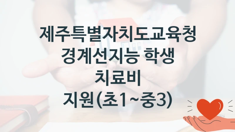 제주특별자치도교육청, 경계선지능 학생 치료비 지원(초1~중3) 지원 정책정리, 신청 구비 서류와 일정