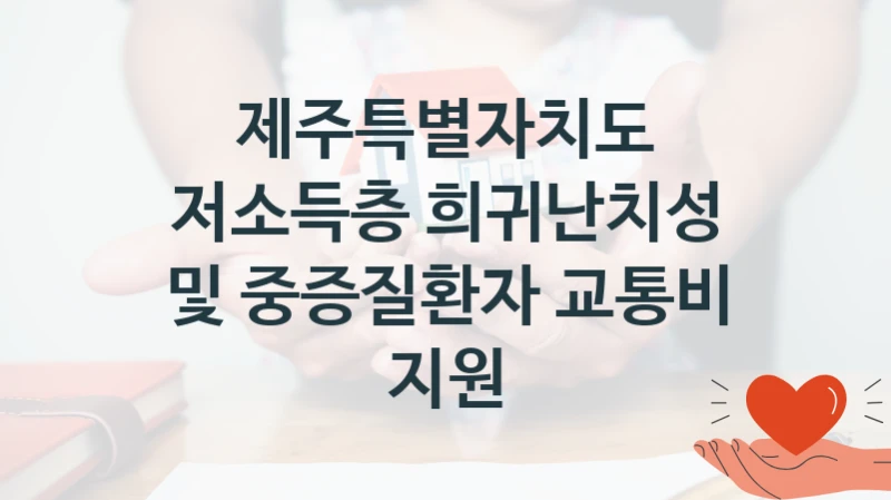 국가 지원 혜택 “저소득층 희귀난치성 및 중증질환자 교통비 지원” – 제주특별자치도 신청 대상 및 제출 서류