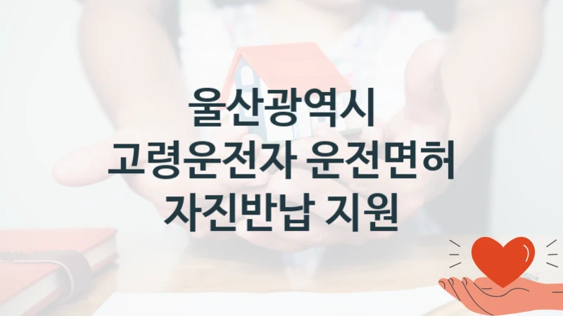 정부 지원 제도 “고령운전자 운전면허 자진반납 지원” 신청 절차와 준비물 – 울산광역시