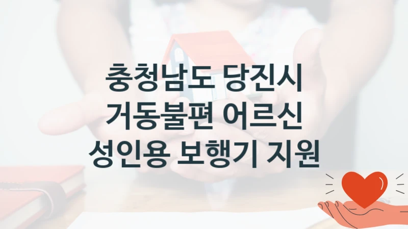 “거동불편 어르신 성인용 보행기 지원” 지원 한도와 신청 기준 – 충청남도 당진시 복지정책 요건 및 혜택 안내