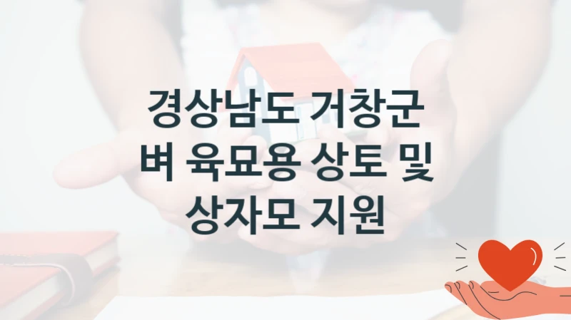 경상남도 거창군 지원정책 “벼 육묘용 상토 및 상자모 지원” 농업소득과 -신청 일정과 자격 조건